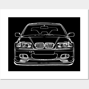 White E46 Car Sketch Art Posters and Art